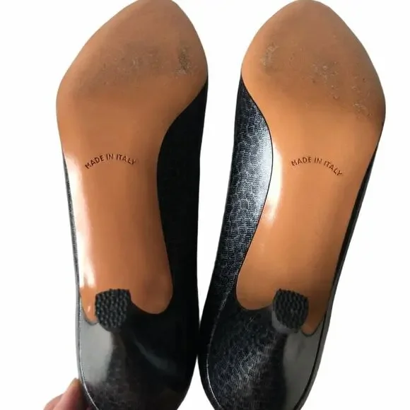 Salvatore Ferragamo Loredana Pump Black Gray 9 VTG